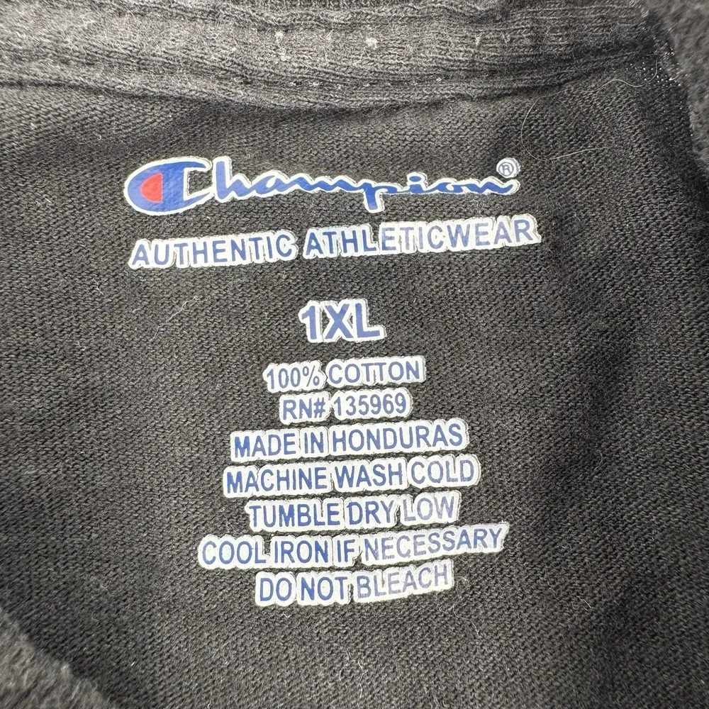 Champion Authentic Athleticwear Knit Shirt Men's Size 1XL Black Crew Neck Cotton